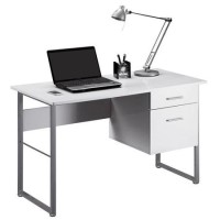 Cabrini Chrome and White Home Office Modern Desk