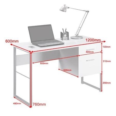 Cabrini Chrome and White Home Office Modern Desk