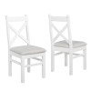 GRADE A1 - Pair of Painted White Dining Chairs with Grey Cushioned Seat - Aylesbury