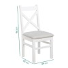 GRADE A1 - Pair of Painted White Dining Chairs with Grey Cushioned Seat - Aylesbury