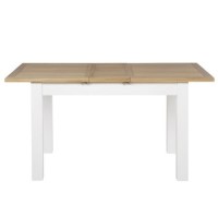White Extendable Dining Table in Solid Wood with an Oak Top - Aylesbury White Extendable Dining Table in Solid Wood with an Oak Top - Aylesbury