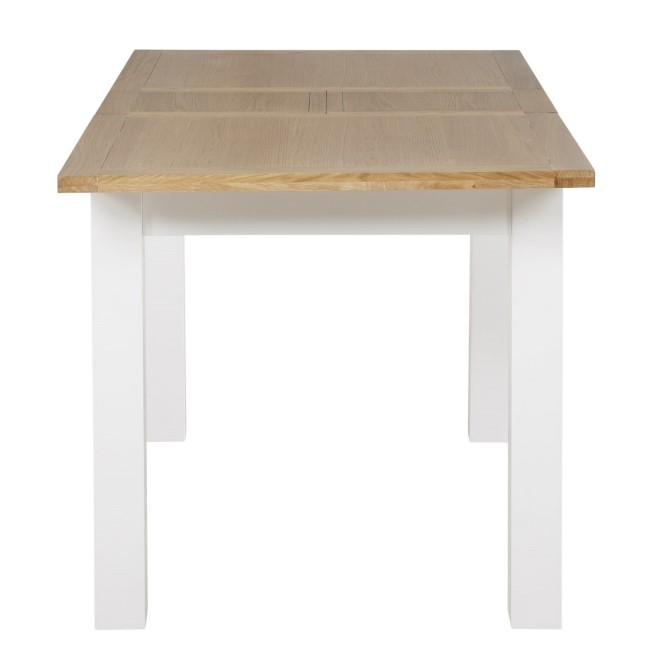 White Extendable Dining Table in Solid Wood with an Oak Top - Aylesbury