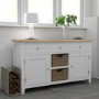 Large White Sideboard with Oak Top & Baskets - Aylesbury
