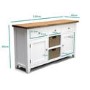 Large White Sideboard with Oak Top & Baskets - Aylesbury