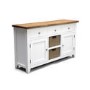 Large White Sideboard with Oak Top & Baskets - Aylesbury
