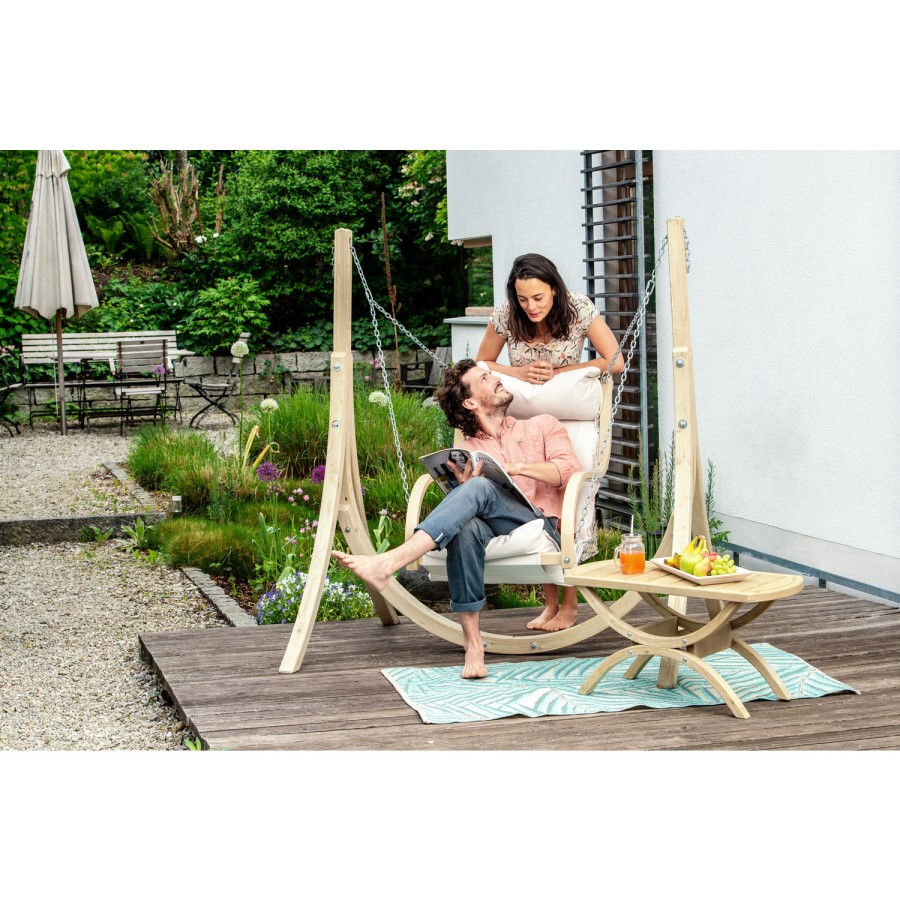 Wooden Garden Swing Chair with Cream Cushion - Chair Only - Amazonas