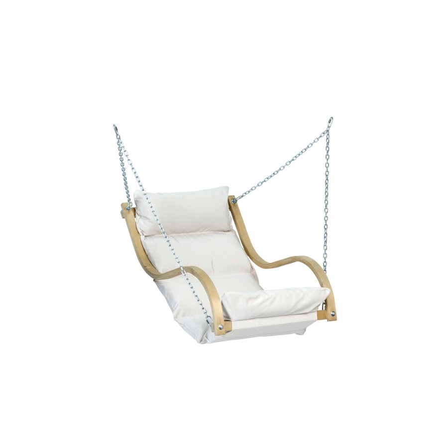 Wooden Garden Swing Chair with Cream Cushion - Chair Only - Amazonas