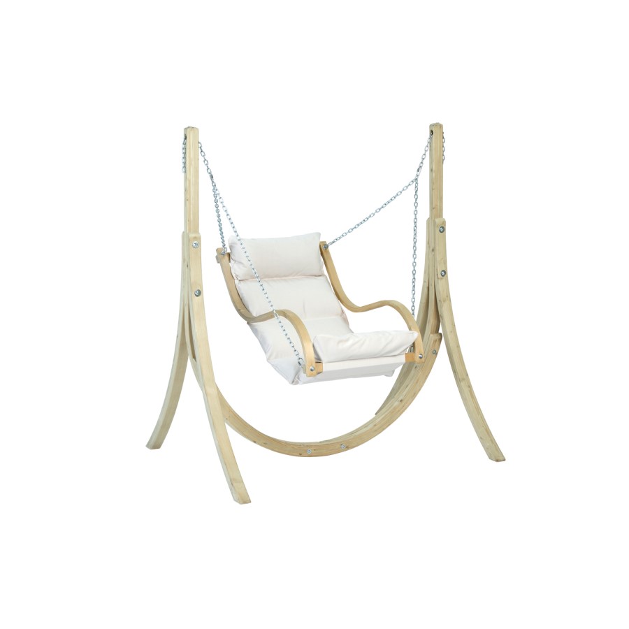 Wooden Garden Swing Chair with Cream Cushion - Chair Only - Amazonas