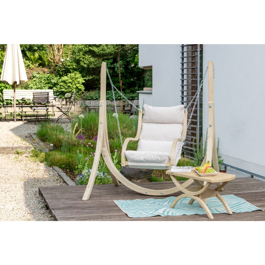 Wooden Garden Swing Chair with Cream Cushion - Chair Only - Amazonas