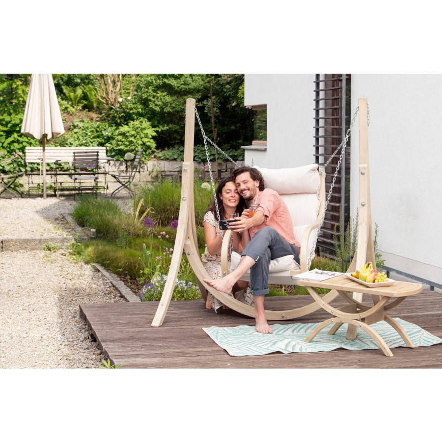 Wooden Garden Swing Chair with Cream Cushion - Chair Only - Amazonas
