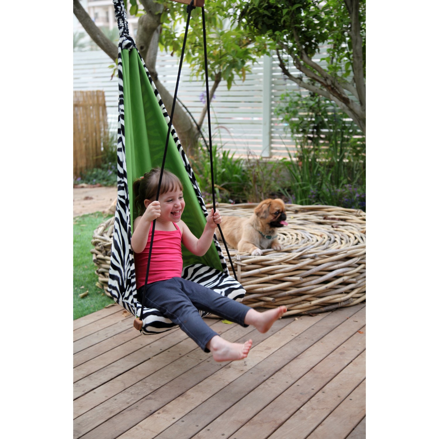 Kids Zebra Garden Hammock Fabric Swing Chair