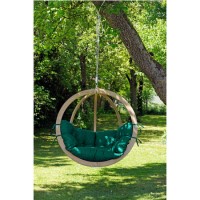 Globo Wooden Garden Swing Chair with Green Cushion