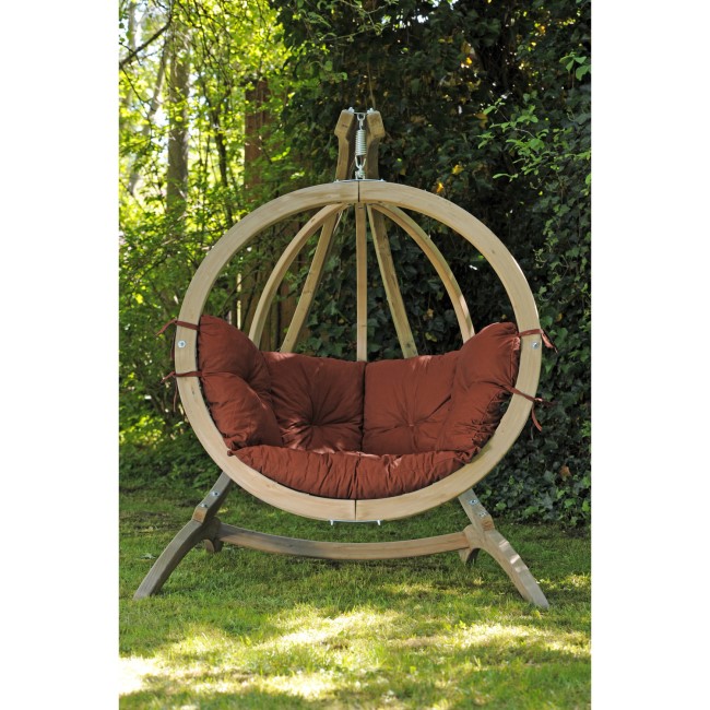 Globo Outdoor Wooden Swing Chair in Terracotta