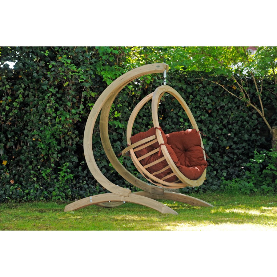 Globo Outdoor Wooden Swing Chair in Terracotta