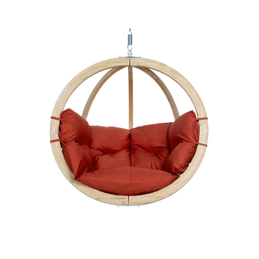 Globo Outdoor Wooden Swing Chair in Terracotta