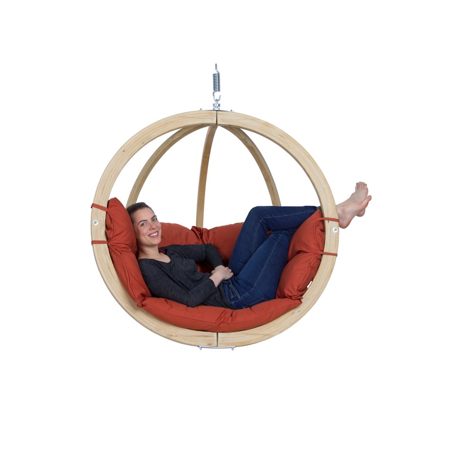 Globo Outdoor Wooden Swing Chair in Terracotta
