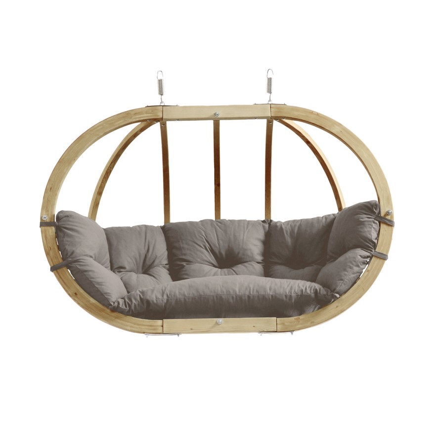 Globo Large Garden Swing Chair with Taupe Cushion