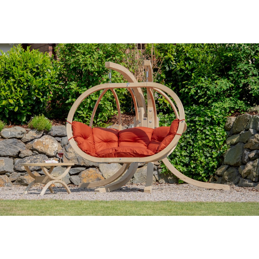 Globo Large Garden Swing Chair with Terracotta Cushion
