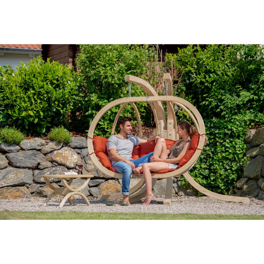 Globo Large Garden Swing Chair with Terracotta Cushion
