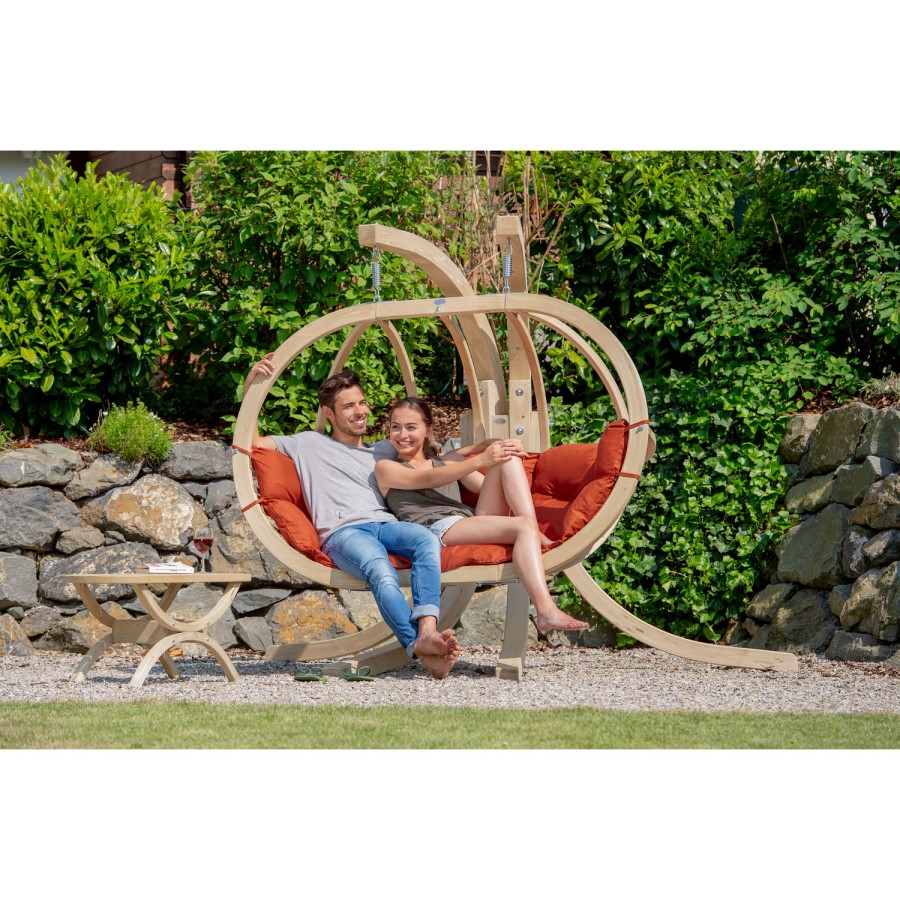 Globo Large Garden Swing Chair with Terracotta Cushion