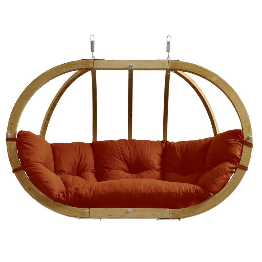 Globo Large Garden Swing Chair with Terracotta Cushion