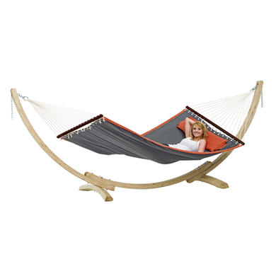 Grey Garden Hammock with Wooden Stand