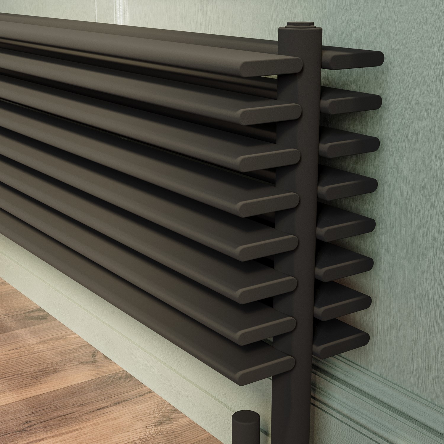 Black Horizontal Floor Standing Radiator 500 x 1000mm - Azuma ...