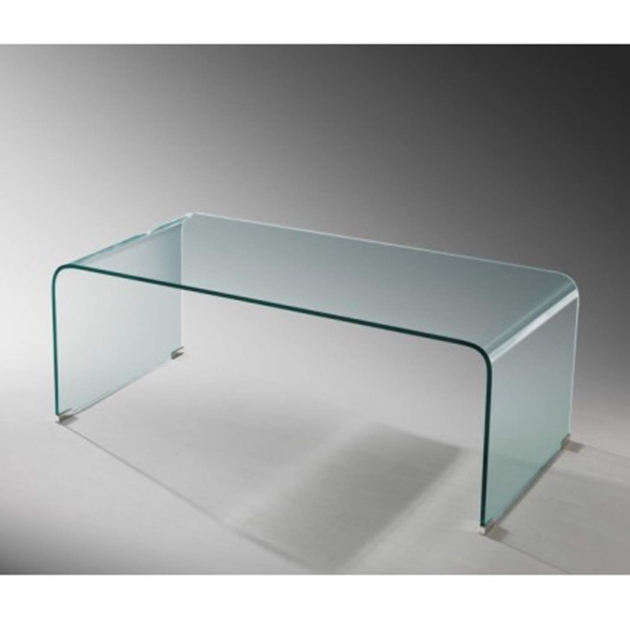 GRADE A1 - Curved Glass Coffee Table - LPD Azurro