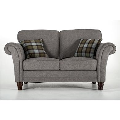 Argyle Grey Two Seater Fabric Sofa - Including 2 Cushions