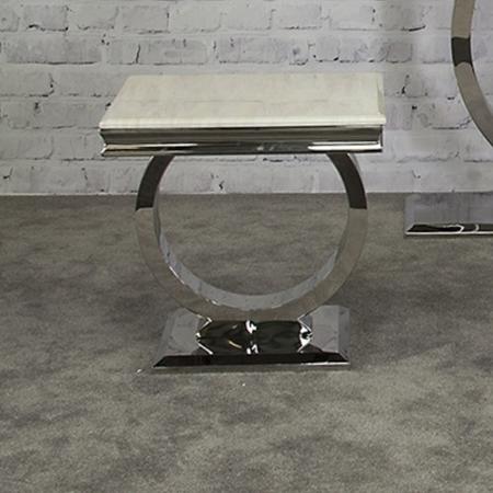 Vida Living Arianna Cream Marble Lamp Table
