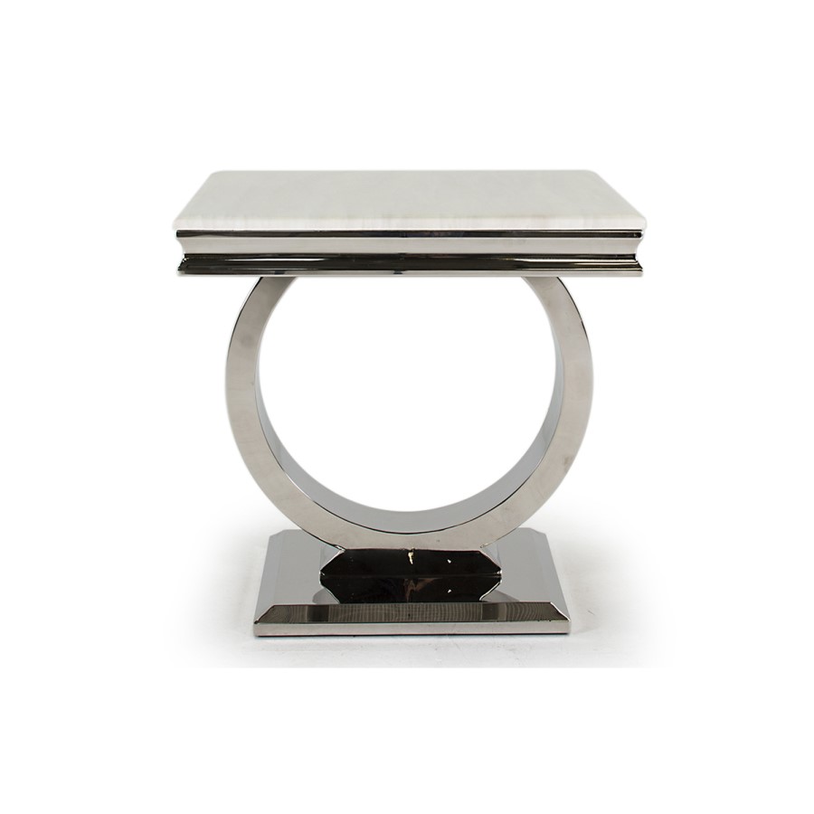 Vida Living Arianna Cream Marble Lamp Table