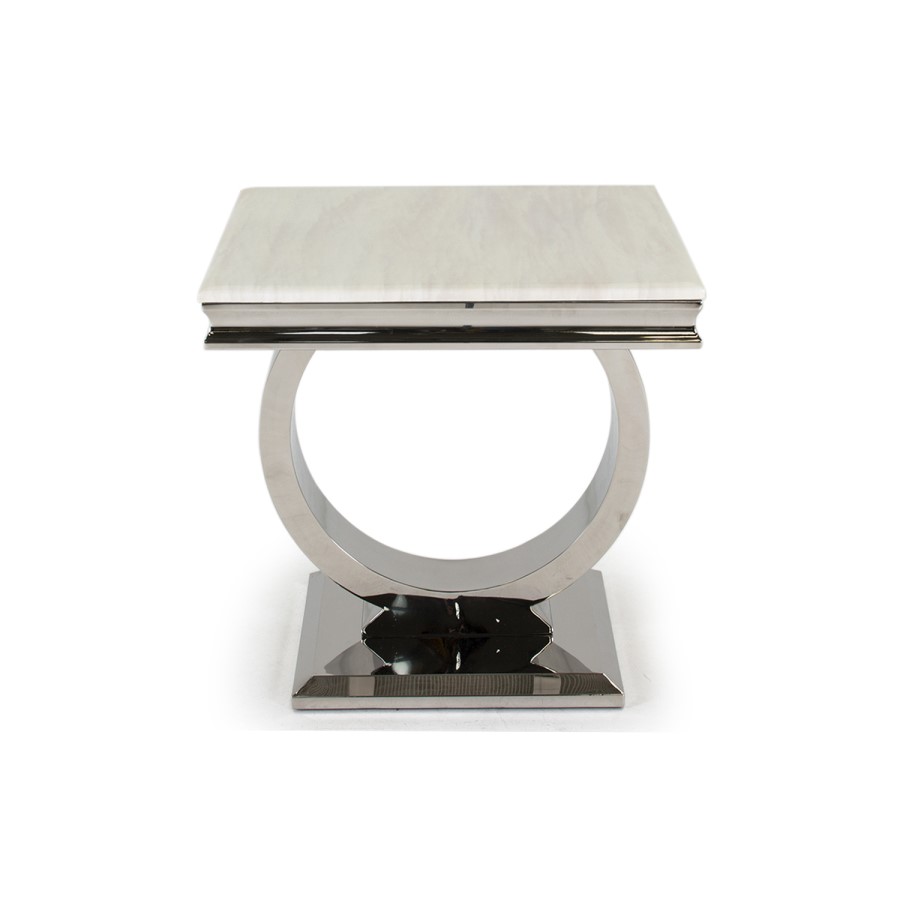 Vida Living Arianna Cream Marble Lamp Table