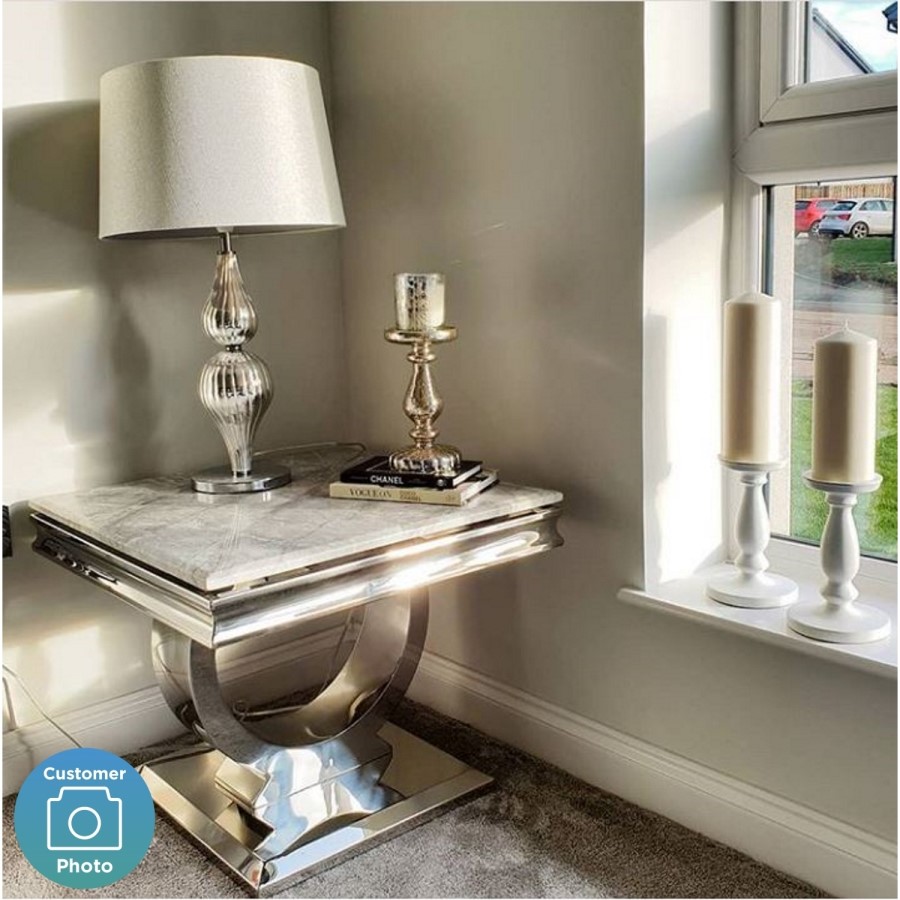 Arianna Marble Lamp Table in Grey - Vida Living