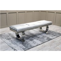 GRADE A1 - Arianna Dining Bench in Grey Velvet 180cm - Vida Living
