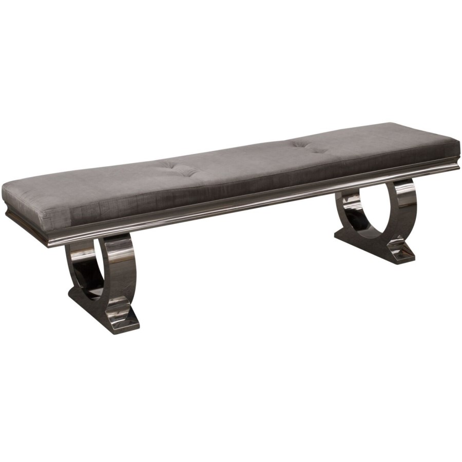GRADE A1 - Arianna Dining Bench in Grey Velvet 180cm - Vida Living