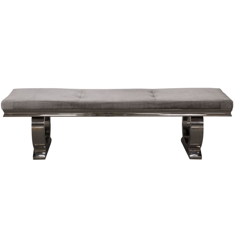 GRADE A1 - Arianna Dining Bench in Grey Velvet 180cm - Vida Living