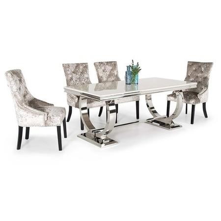 Arianna Rectangle Cream Marble Dining, Cream Round Table And Chairs