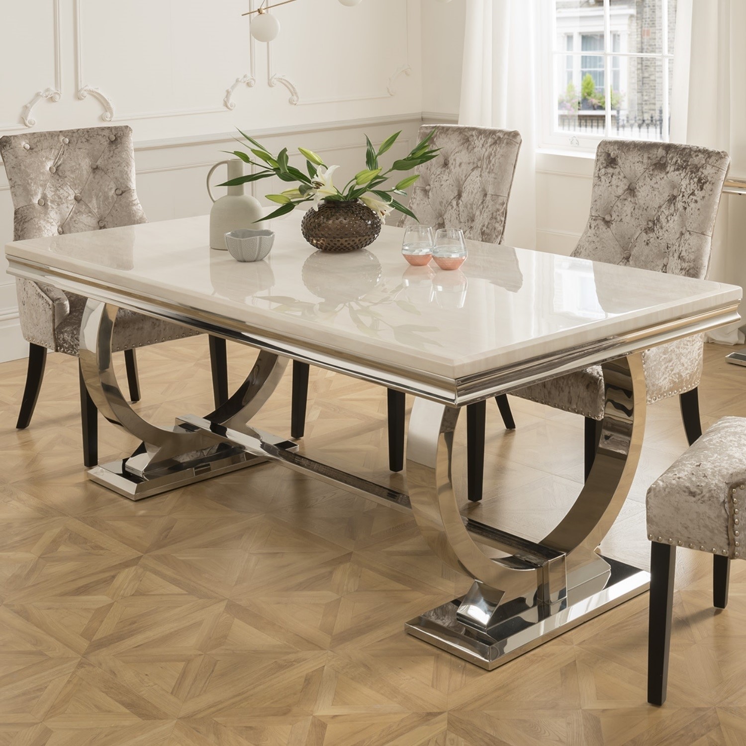 Arianna Rectangle Cream Marble Dining Table 180cm Vida Living Furniture123 Arianna Rectangle Cream Marble Dining Table 180cm Vida Living Furniture123