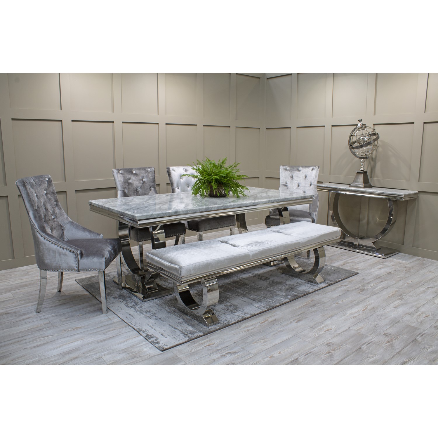 Arianna Grey Marble Dining Table 200cm Vida Living Seats 8 Furniture123