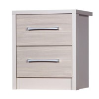 One Call Furniture Avola Premium 2 Drawer Bedside Chest in Cream with Champagne