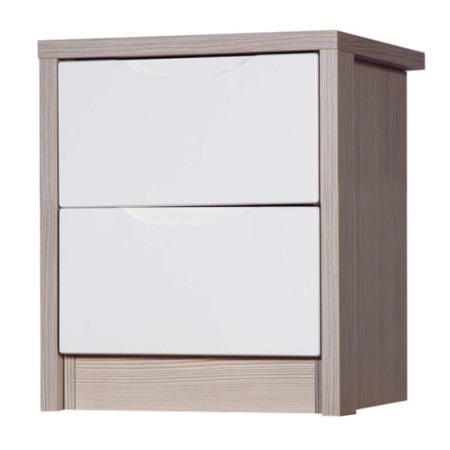 Avola 2 Drawer Bedside Chest in Champagne with Cream Gloss