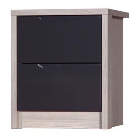 One Call Furniture Avola Premium Plus 2 Drawer Bedside Chest in Champagne with Grey Gloss