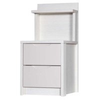 One Call Furniture Avola Premium Plus 2 Drawer Bedside Chest Special in White with Sand Gloss
