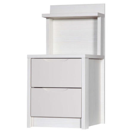 One Call Furniture Avola Premium Plus 2 Drawer Bedside Chest Special in White with Sand Gloss