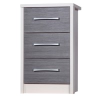 One Call Furniture Avola Premium 3 Drawer Bedside Chest in Cream with Grey