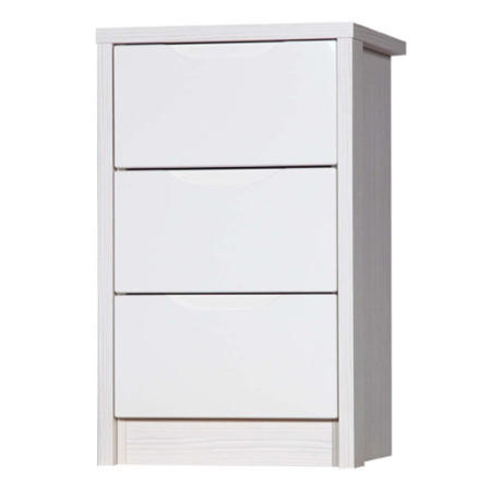 Avola 3 Drawer Bedside Chest in White with Cream Gloss