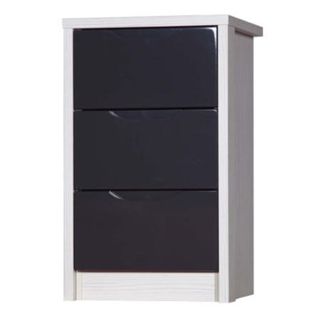 Avola 3 Drawer Bedside Chest in White with Grey Gloss
