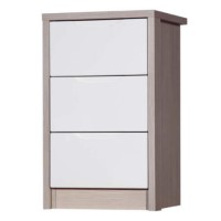 Avola 3 Drawer Bedside Chest in Champagne with Cream Gloss