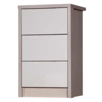 One Call Furniture Avola Premium Plus 3 Drawer Bedside Chest in Champagne with Sand Gloss