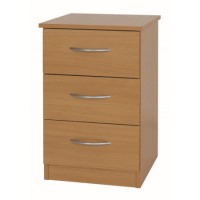 One Call Furniture Beech 3 Drawer Bedside Chest